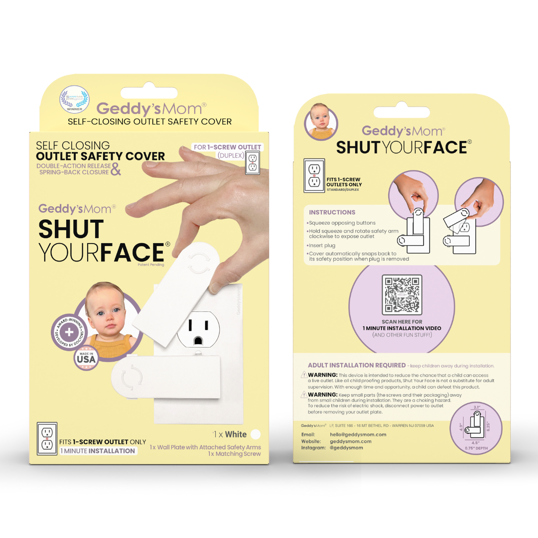 SHUT YOUR FACE - Self-Closing Outlet Cover (1-SCREW Duplex Outlets)