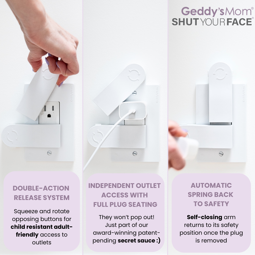 SHUT YOUR FACE - Self-Closing Outlet Cover (1-SCREW Duplex Outlets)