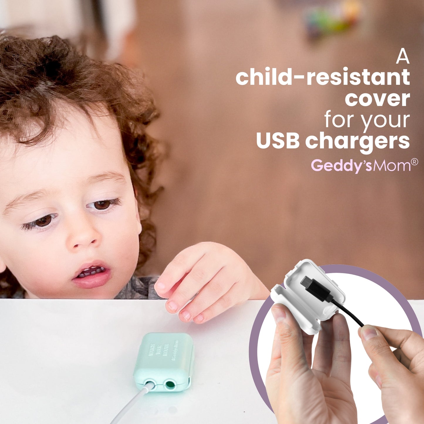 WATCH YOUR MOUTH - USB Charger Safety Cover (Dusty Aqua 3-PACK)