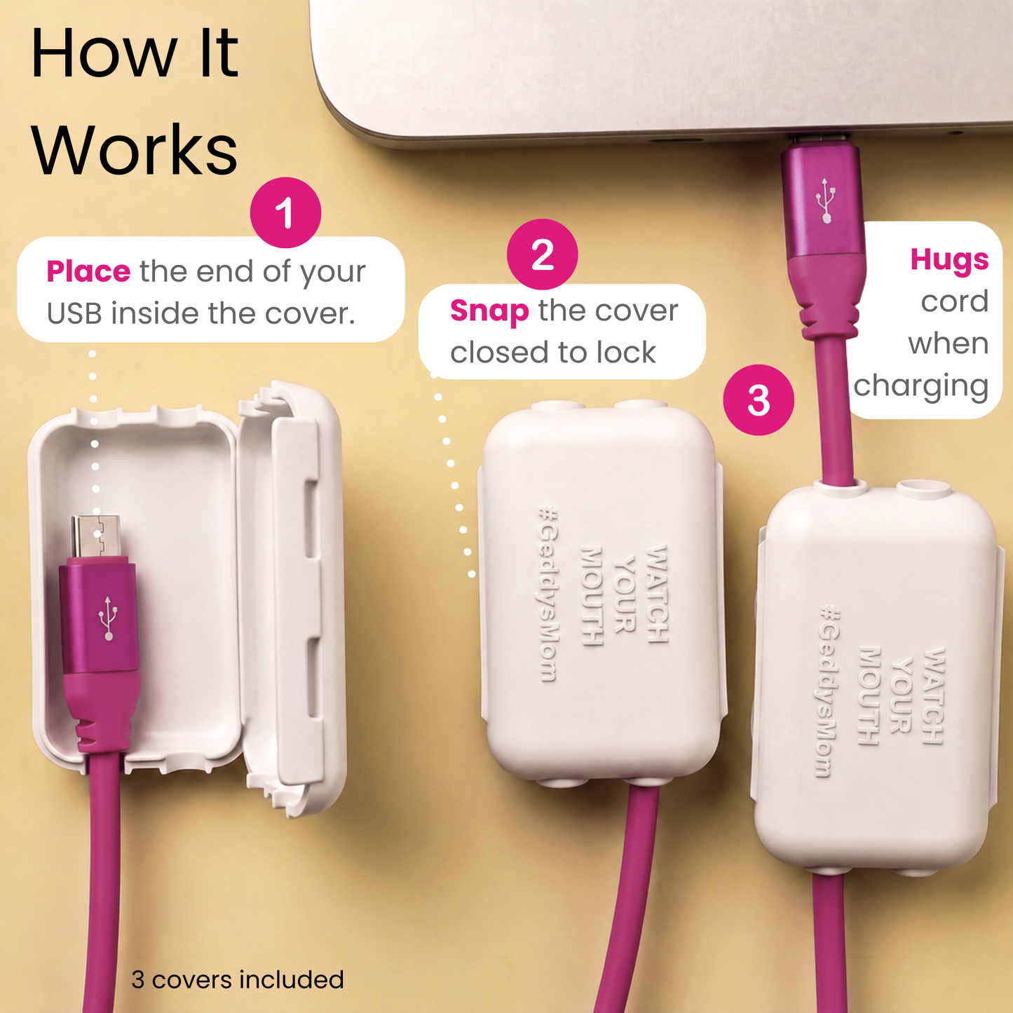 USB Charger Safety Cover (White 3-PACK)