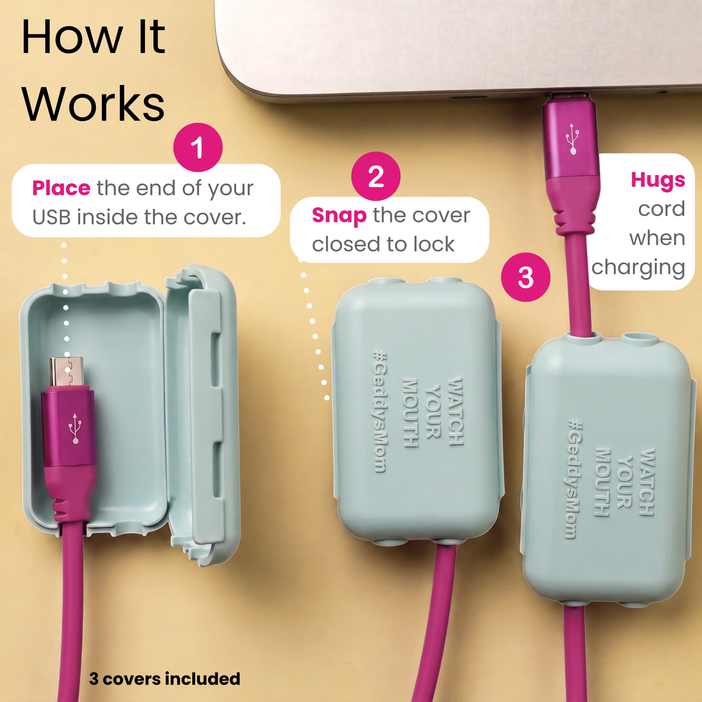 USB Charger Safety Cover (Dusty Aqua 3-PACK)