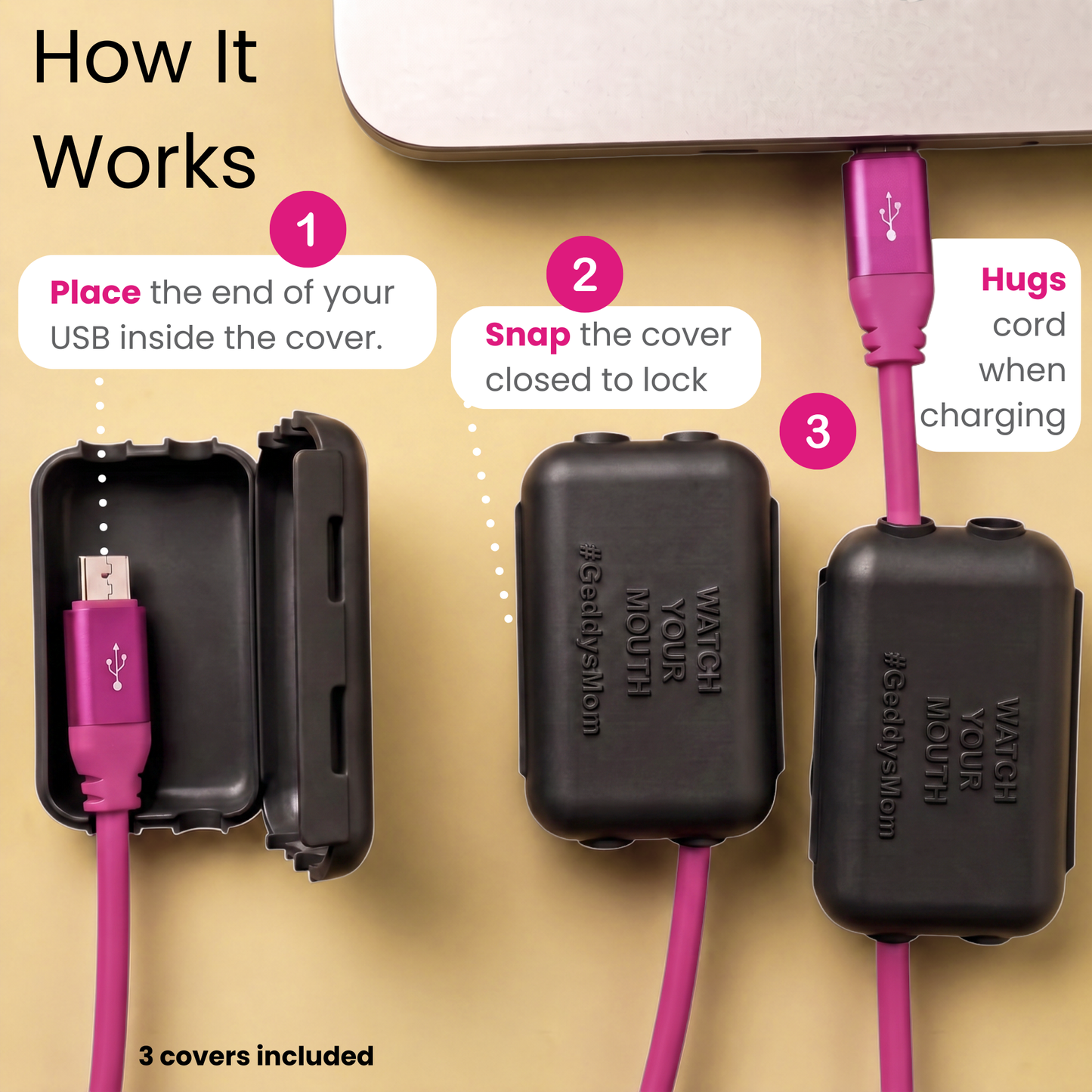 USB Charger Safety Cover (Black 3-PACK)