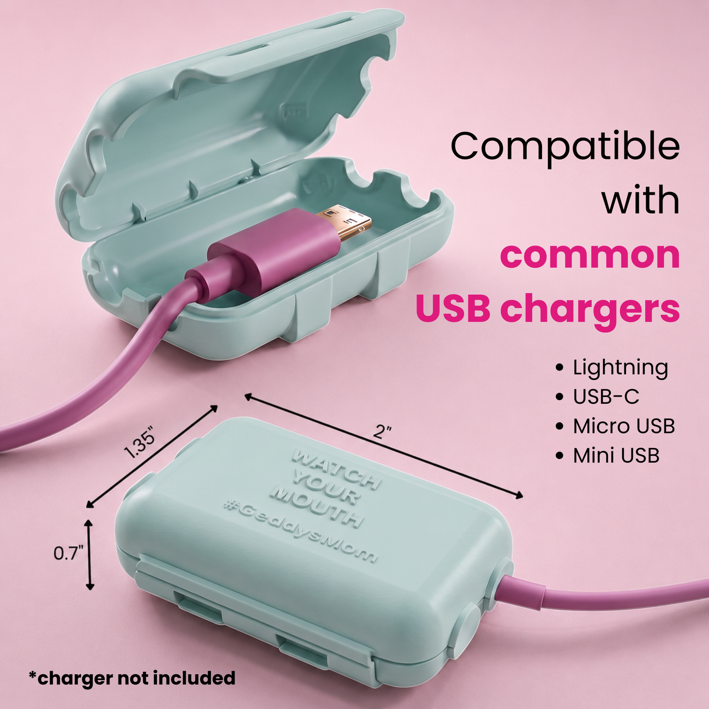 USB Charger Safety Cover (Dusty Aqua 6-PACK)