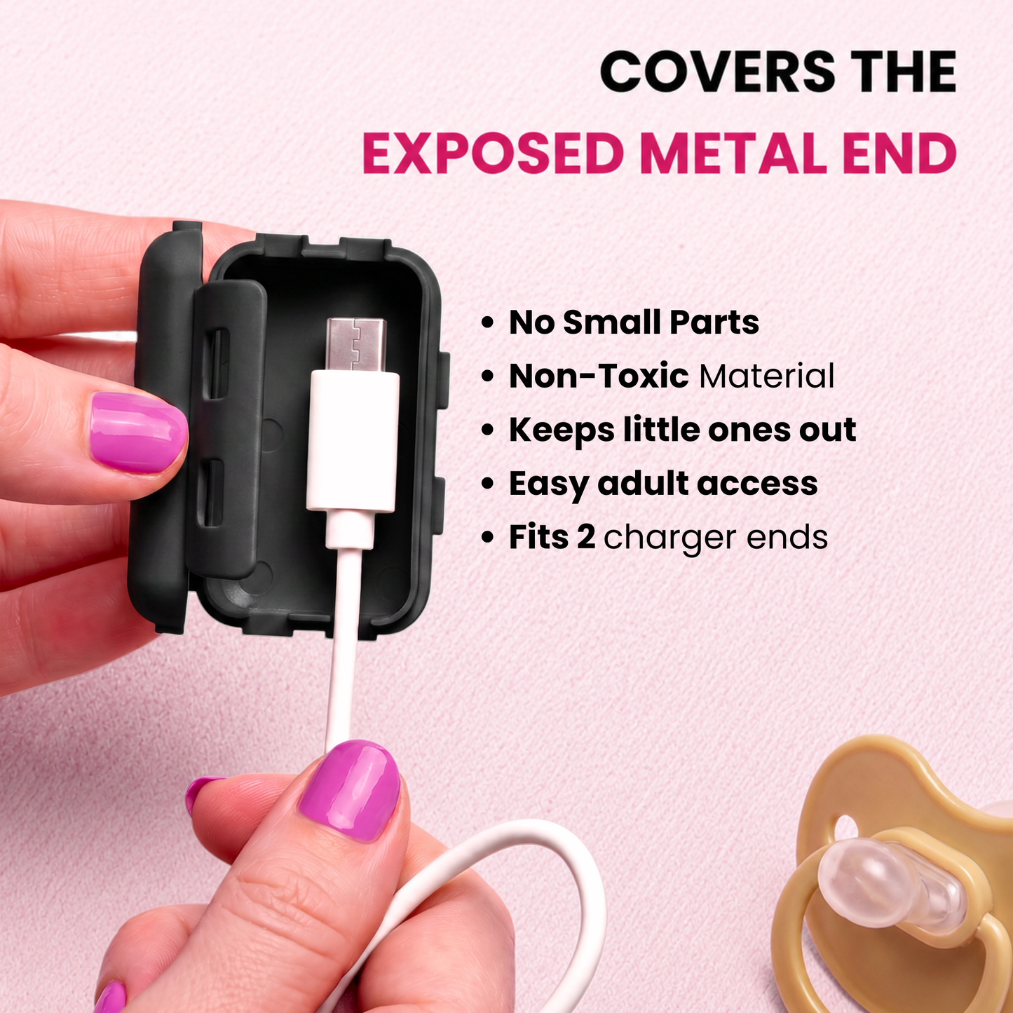 USB Charger Safety Cover (Black 3-PACK)