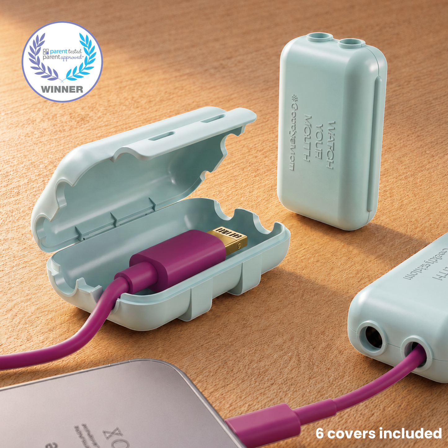 USB Charger Safety Cover (Dusty Aqua 6-PACK)
