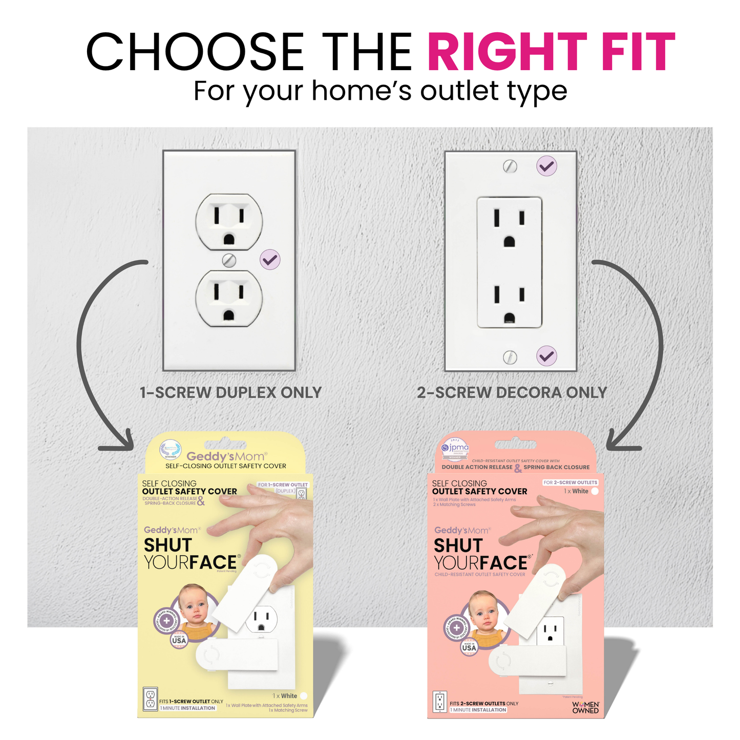 Self-Closing Dual Action Outlet Cover (2-SCREW Decora Outlets)