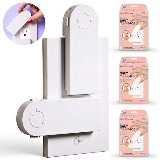 3-Pack Self-Closing Outlet Cover Plate Safety System - Fits Decora (2-screw) Outlets - Shut Your Face